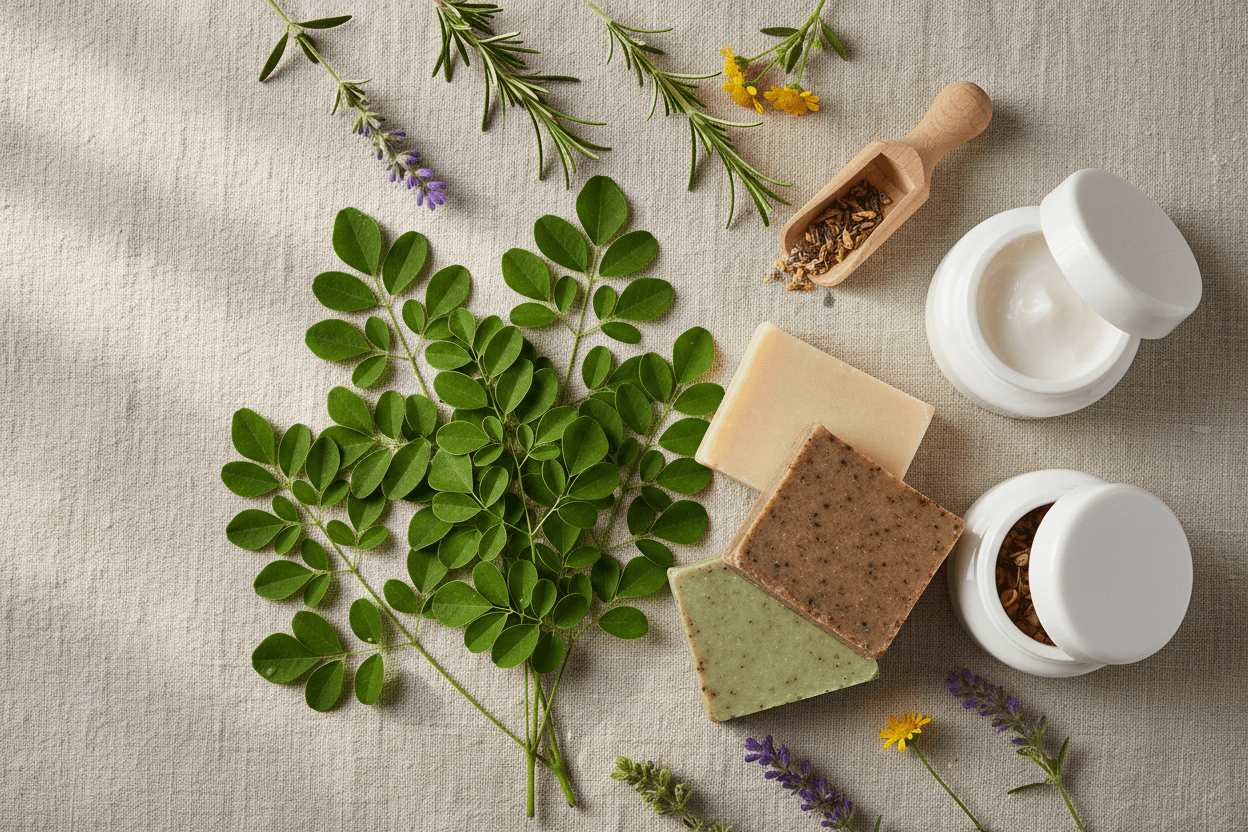 Huckleberry natural soap bars and herbs
